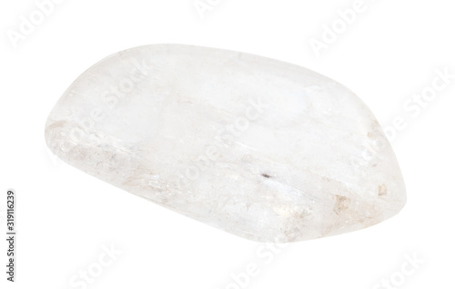 polished Natrolite gem stone isolated on white