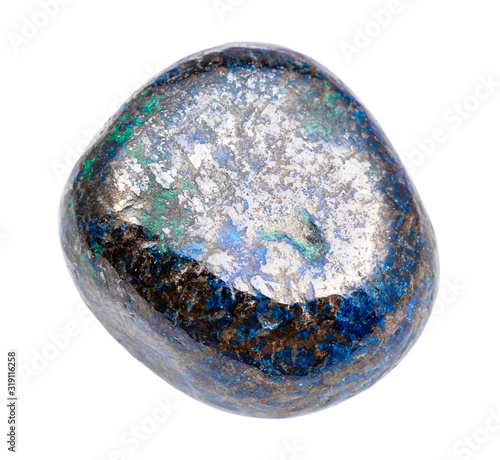 tumbled Azurite (chessylite) gem stone isolated