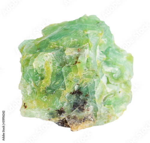 raw Chrysopal (green opal) rock isolated photo