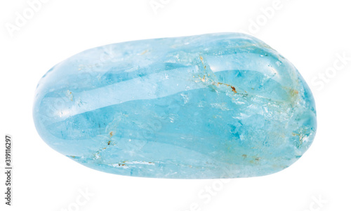Obraz na plátne tumbled Aquamarine (blue Beryl) gem stone isolated