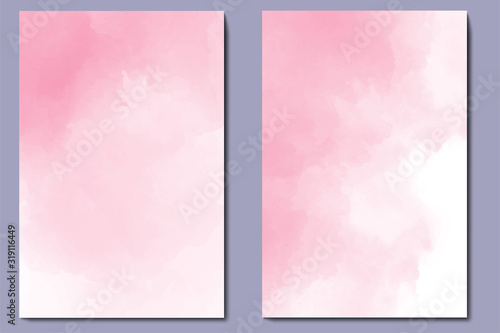 Paper art invitation template with colorful coral watercolour background or pink background for wallpaper design. Colorful artistic background. Grunge texture.