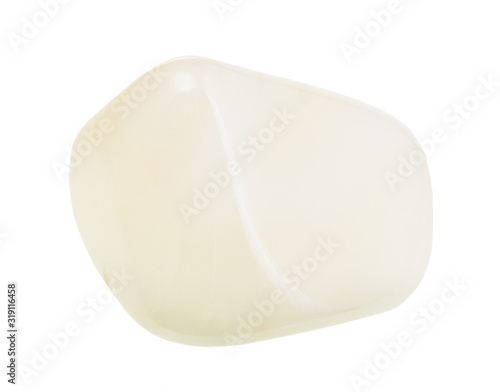 polished white agate gemstone isolated