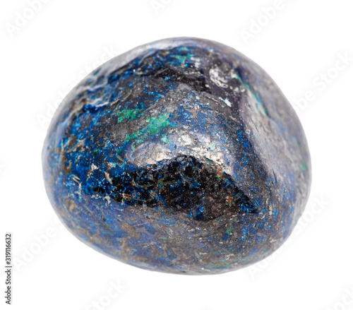 tumbled Azurite (chessylite) gemstone isolated