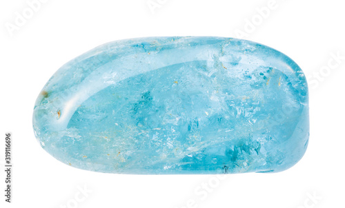 tumbled Aquamarine (blue Beryl) gem isolated