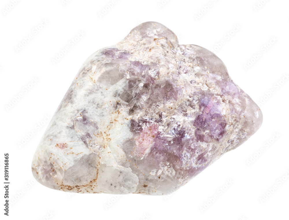 Fototapeta premium pebble from Lepidolite rock isolated on white