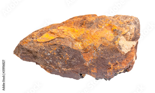 raw Limonite ( brown iron ore) rock isolated