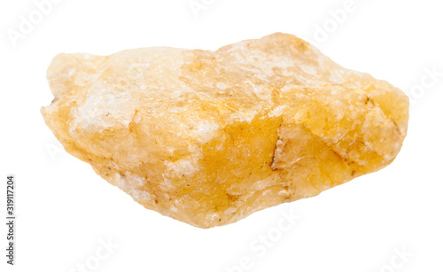 yellow Calcite stone isolated on white