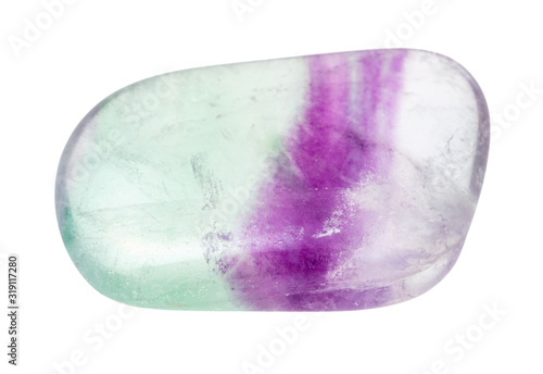 polished Fluorite gem stone isolated on white