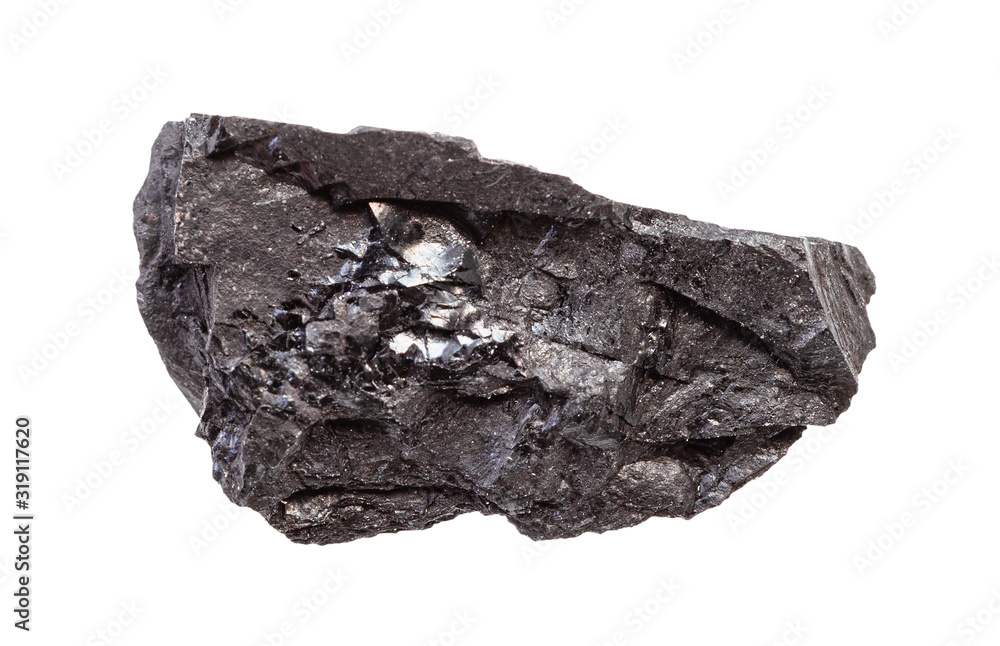 unpolished anthracite (hard coal) rock isolated - obrazy, fototapety, plakaty 