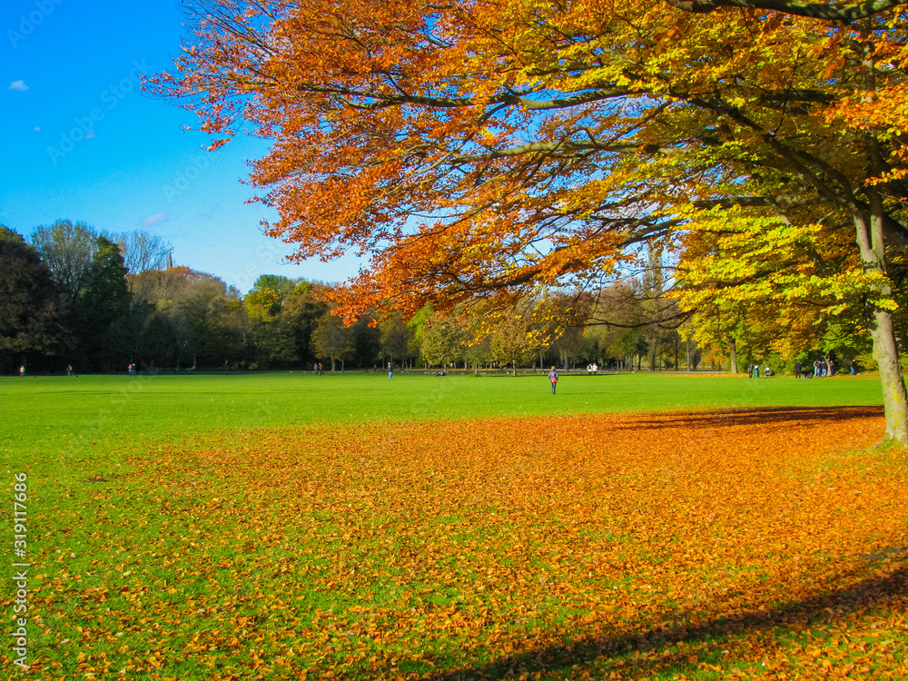 Central Park in fall in Munchen, Germany