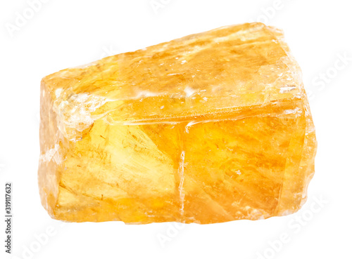 unpolished transparent yellow Calcite gemstone photo