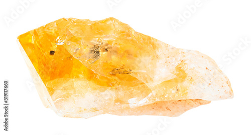 unpolished citrine (yellow quartz) rock isolated