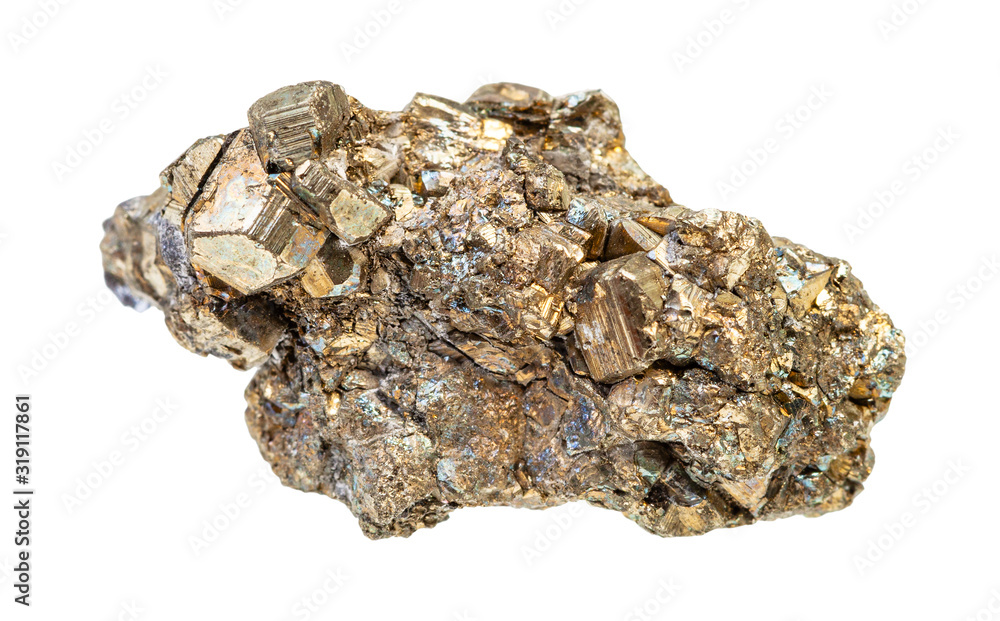 druse of Pyrite crystals isolated on white druse of Pyrite crystals isolated on white