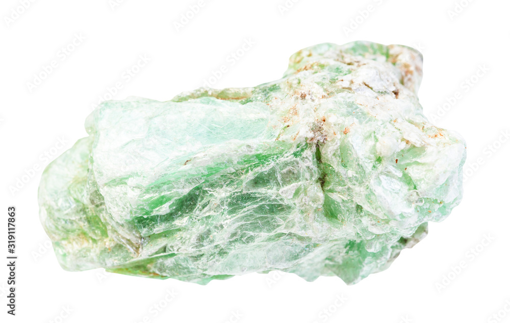 Fototapeta raw green Talc rock isolated on white