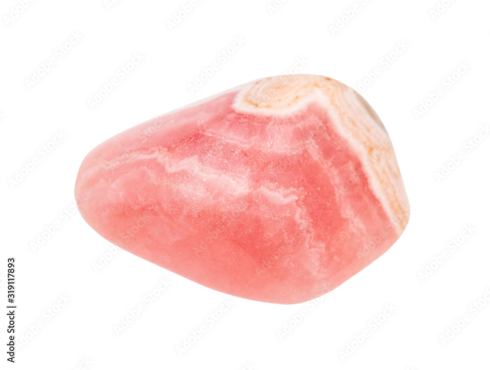 tumbled banded Rhodochrosite gemstone isolated tumbled banded Rhodochrosite gemstone isolated