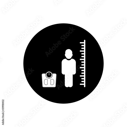 Body Mass index, BMI Icon. Rounded Button style vector EPS.