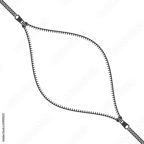Vector black opening zipper with white base