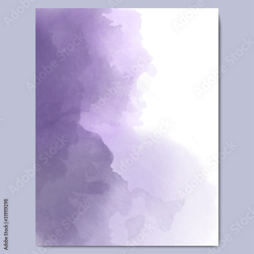 Abstract purple watercolor background. Lavender color, delicate postcard or invitation.