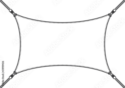 Vector black opening zipper with white base