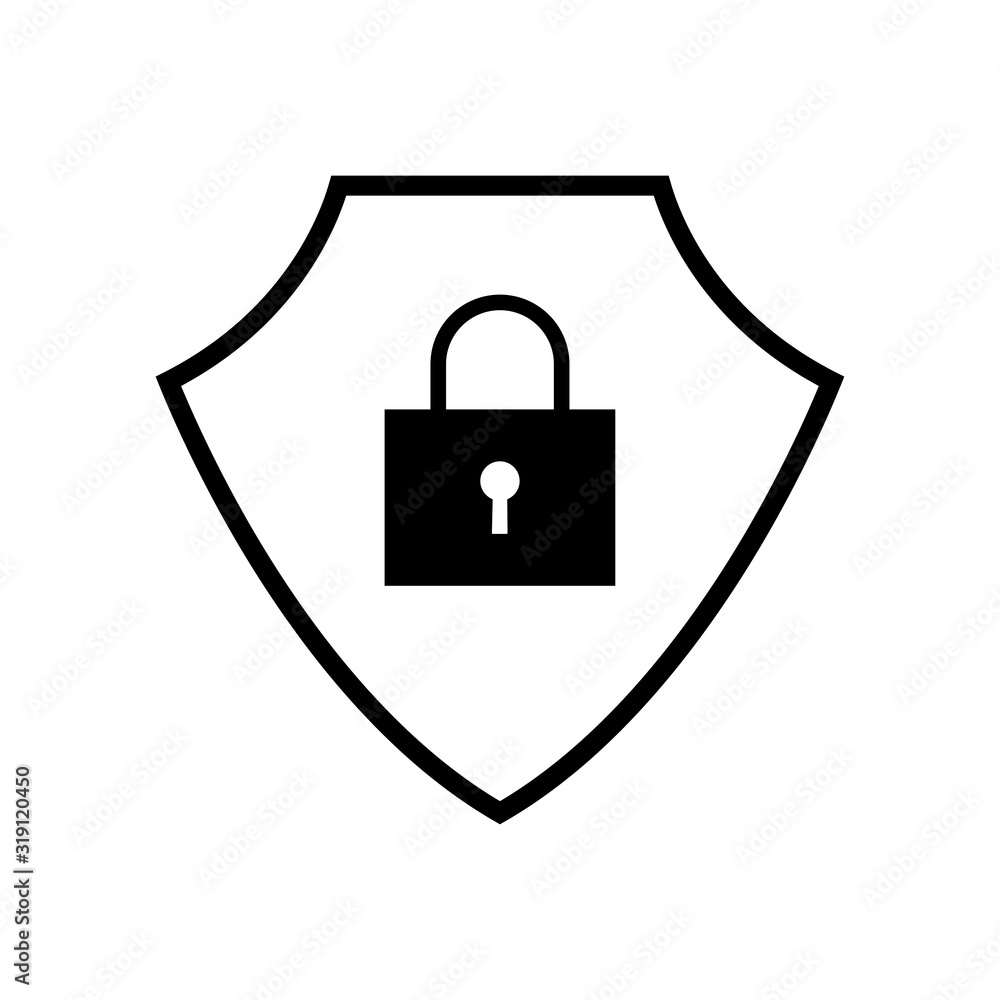 Security icon in flat style. Shield security symbol Security icon in flat style. Shield security symbol