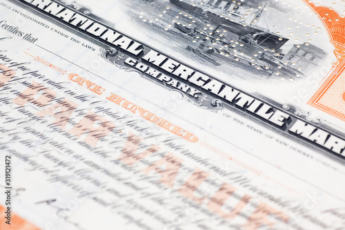 Foto Detail of company shares from international mercantile marine