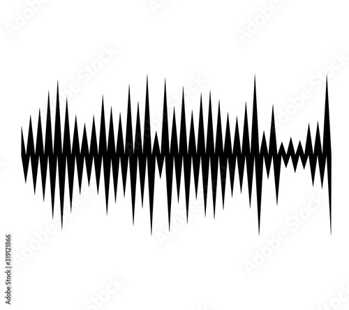 Black music sound waves. Audio technology  musical pulse. Vector object for design  mockup.