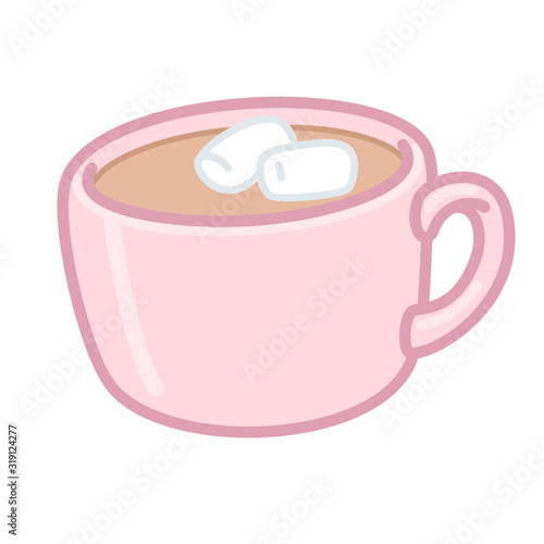 Pink mug with cocoa. Illustration