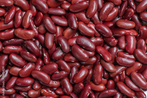Many red beans or Aduki bean closeup