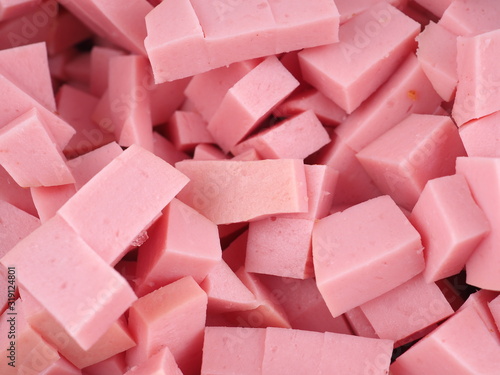 diced sausage in a bowl