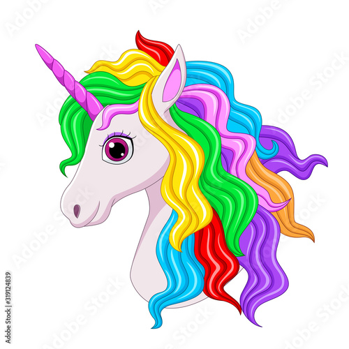 Cute magical unicorn head cartoon