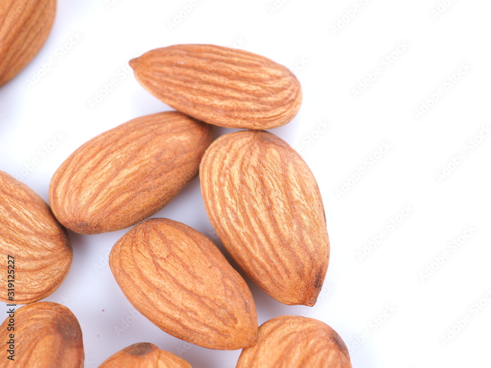 almonds on a white background almonds on a white background