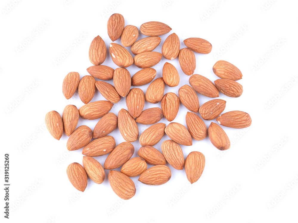 almonds on a white background almonds on a white background