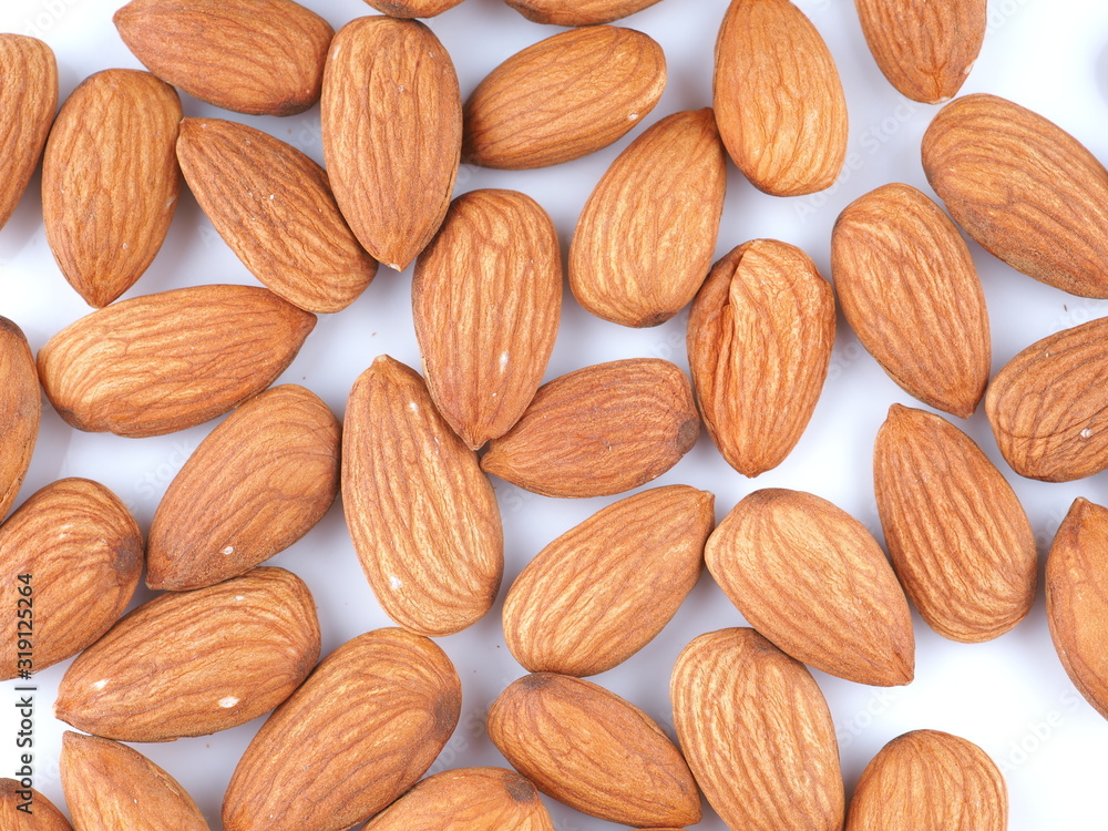 almonds on a white background almonds on a white background