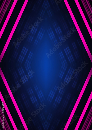 Dark abstract futuristic background. Neon glow, light lines, shapes. UV light.