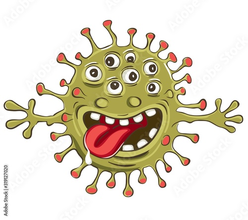 Horror virus. Vector illustration, cartoon multi-eyed monster
