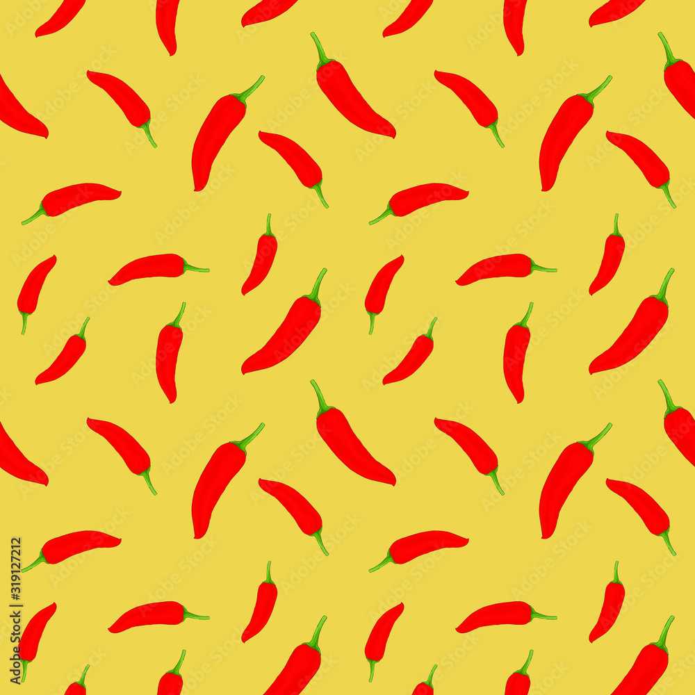Seamless chili pepper background. Can be used for postcards, invitations, advertising, web, textile, menu and other. Seamless chili pepper background. Can be used for postcards, invitations, advertising, web, textile, menu and other.