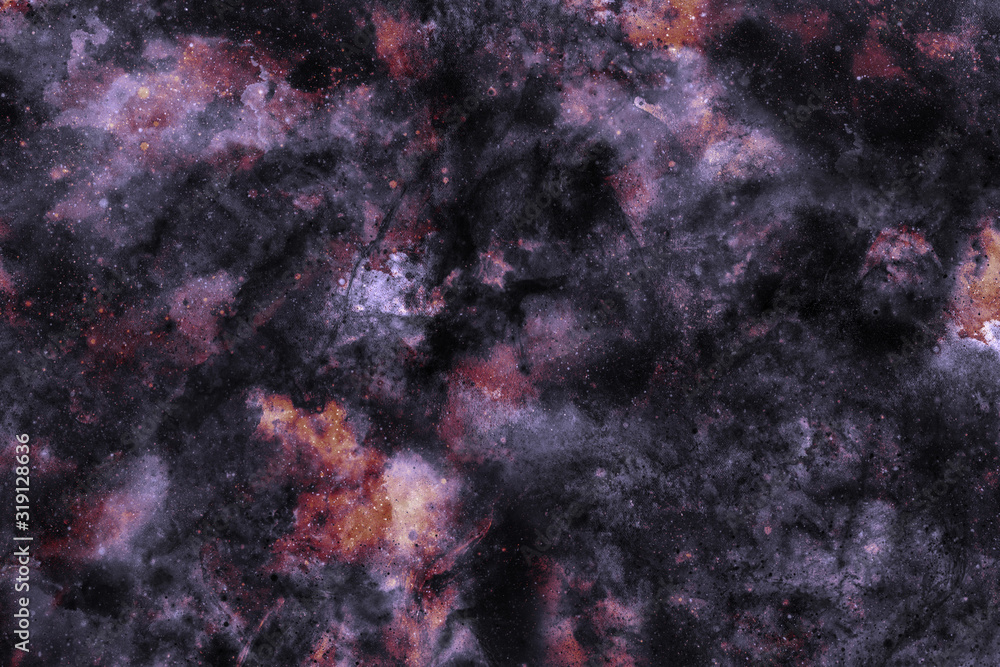 Fototapeta Abstract galaxy illustration with stars and nebula. Fantasy, celestial, sci-fi or futuristic background. Grunge effect.