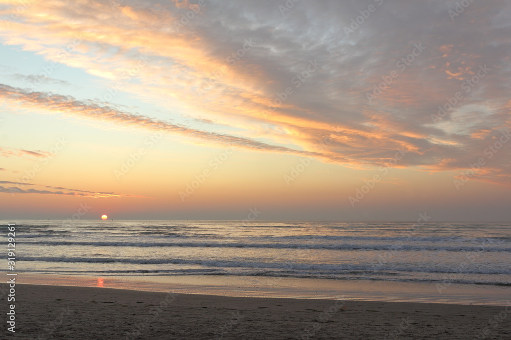 seascape bright beautiful winter sunset