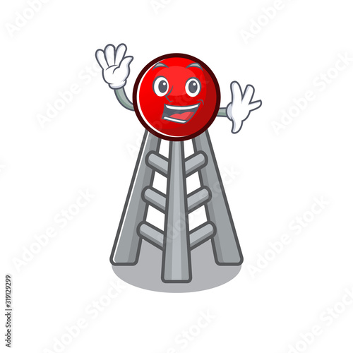 Waving friendly radio tower cartoon character design