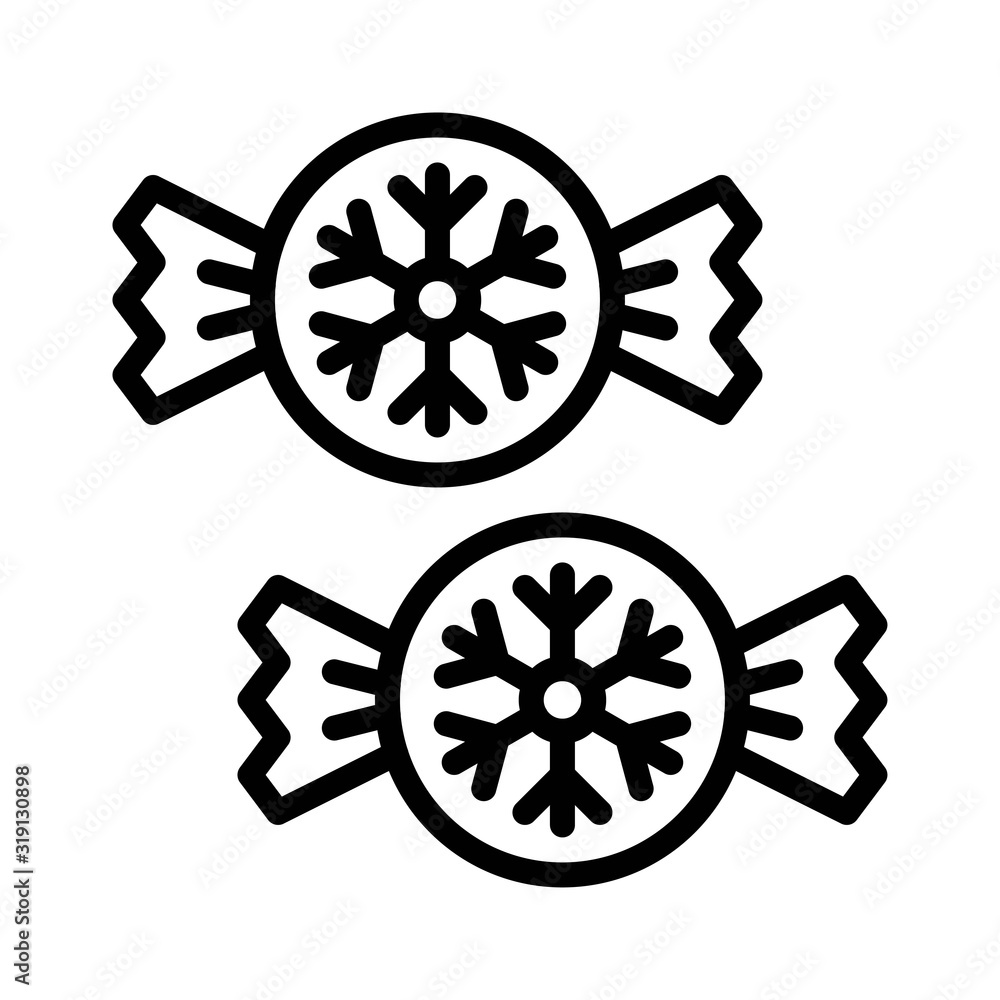 snowflakes on candies related sweets and candy vector in lineal style