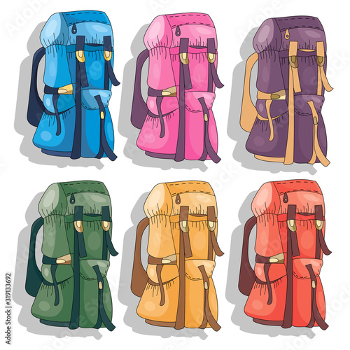 image of backpacks isolated on white background