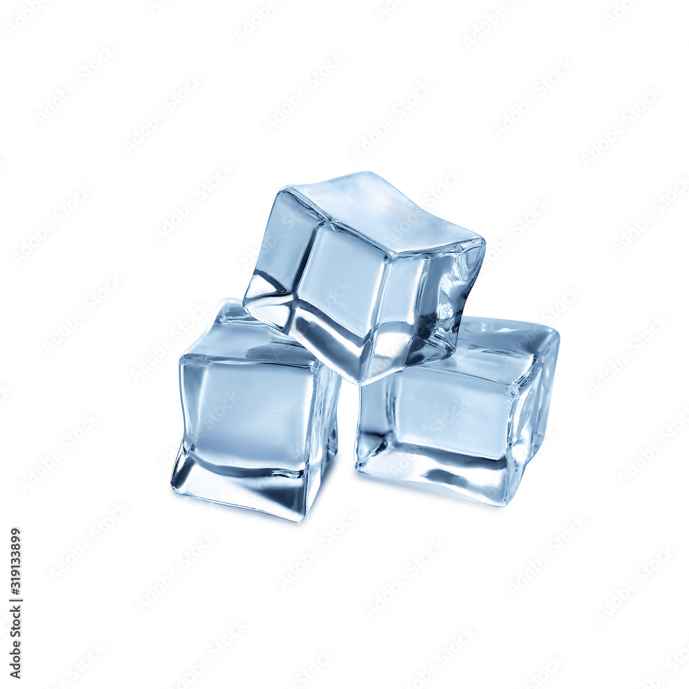 Crystal clear ice cubes isolated on white Crystal clear ice cubes isolated on white
