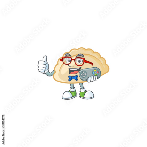 Smiley gamer pierogi cartoon mascot design style