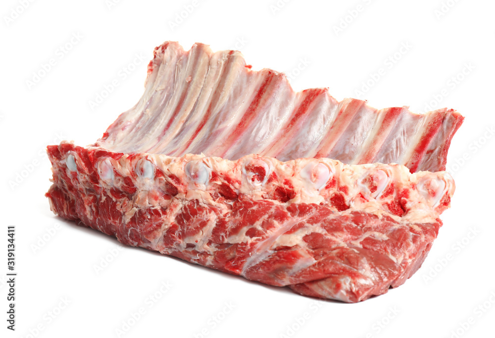 Raw ribs on white background. Fresh meat Raw ribs on white background. Fresh meat