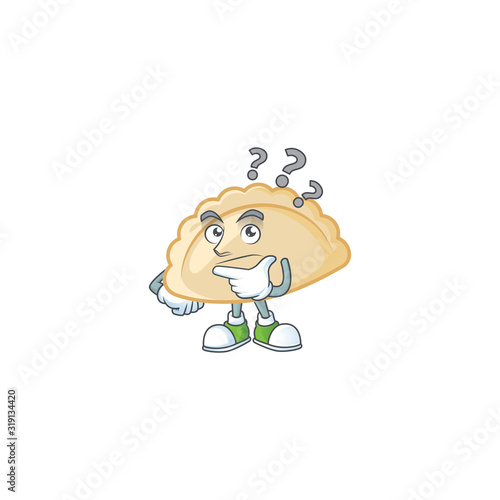 Pierogi cartoon mascot style with confuse gesture
