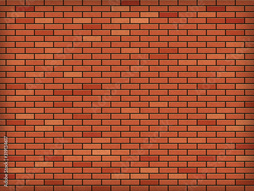 Red blank brick wall. Industrial construction. Textured background
