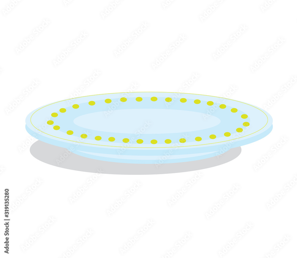 Plate on a white background. Cartoon. Vector illustration.