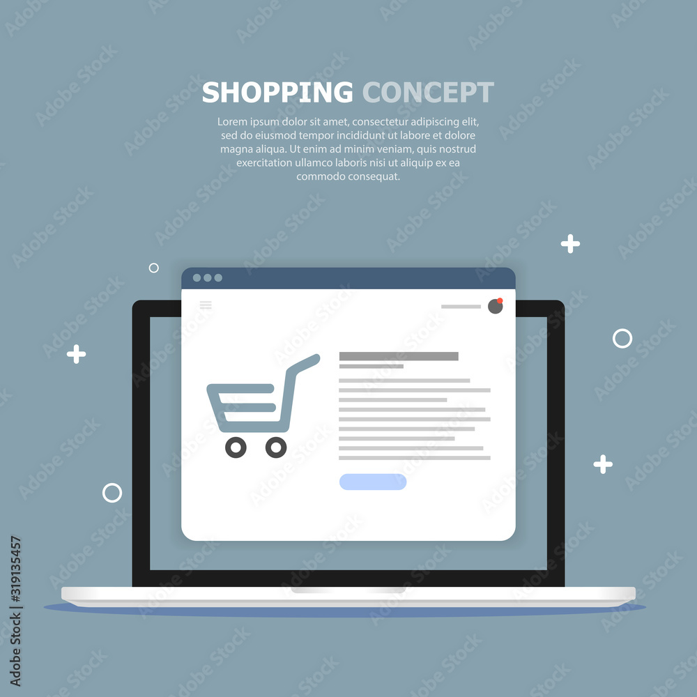 The window for purchasing the Internet is depicted in a computer on a blue background. Above, white text is written. The window for purchasing the Internet is depicted in a computer on a blue background. Above, white text is written.
