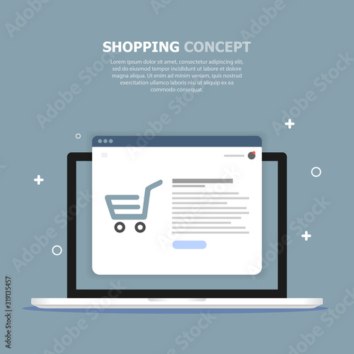 The window for purchasing the Internet is depicted in a computer on a blue background. Above, white text is written.