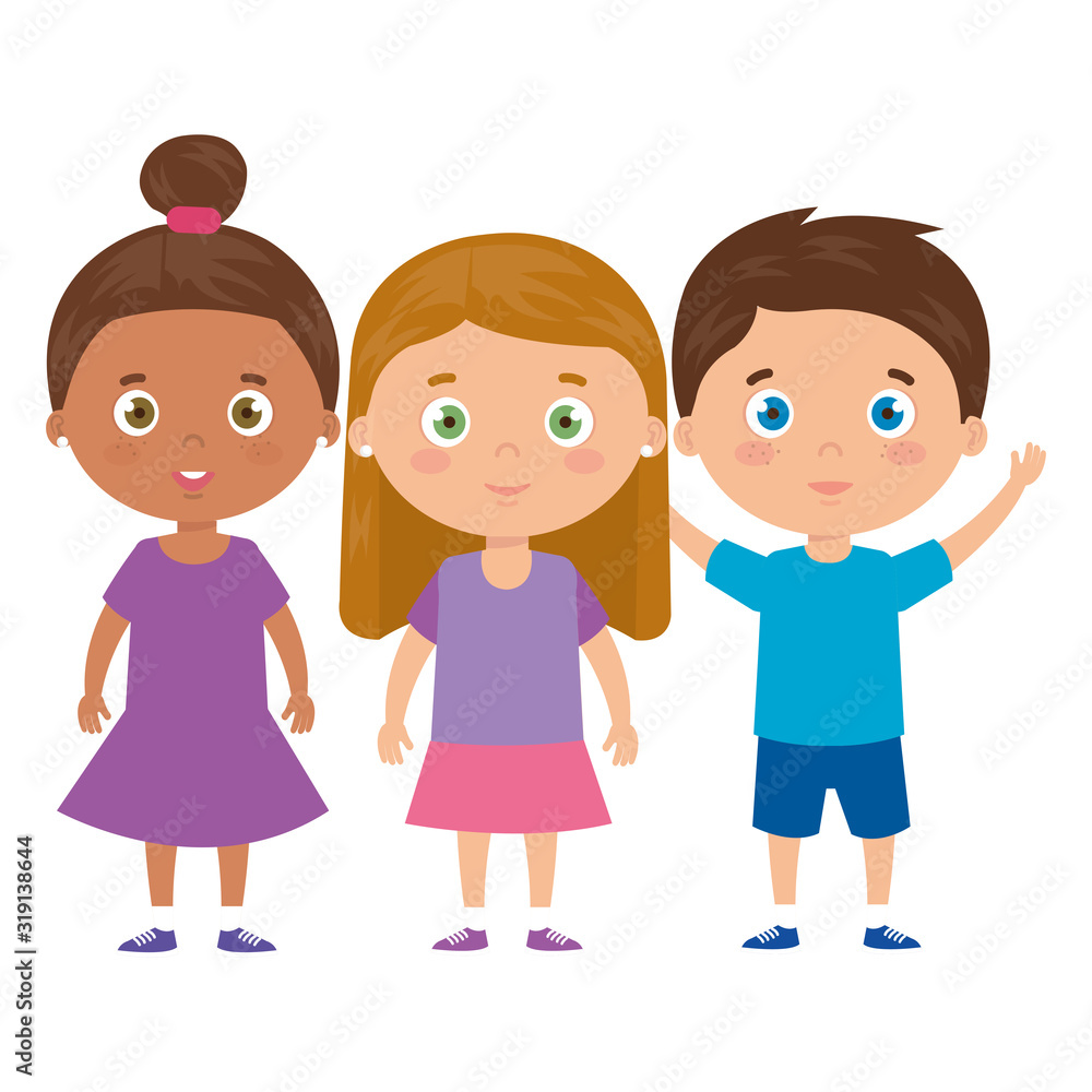 cute little children avatar character vector illustration design